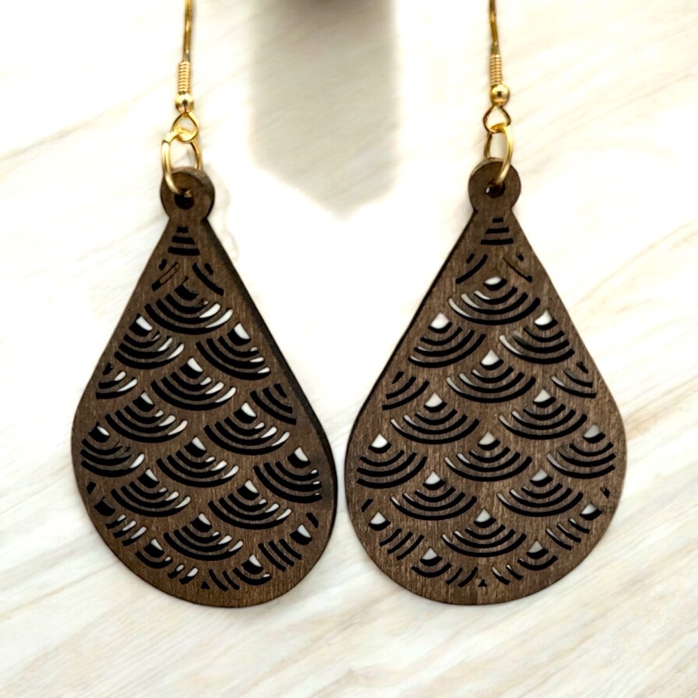 New! Trendy Bohemian Wood Mandala‎ Earrings